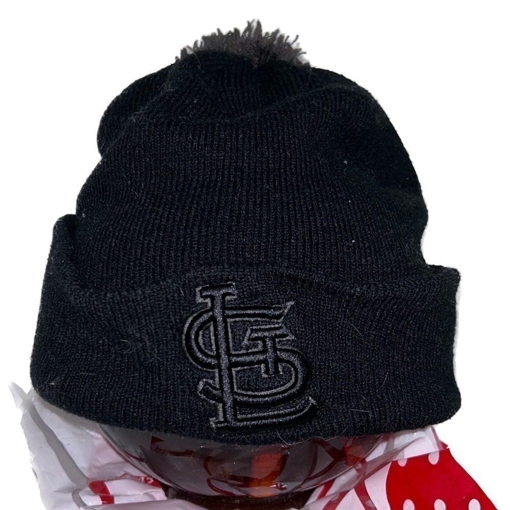 Genuine Merchandise Hat Beanie Saint Louis STL Pull on Puff Ball Top Fold Over